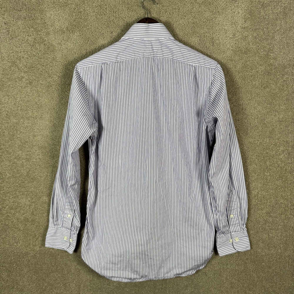 Polo Ralph Lauren Shirt Mens 14.5 32/33 Purple Striped Button Front Logo Pony - Picture 8 of 10
